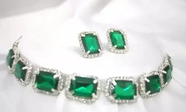 Anuttam's kundan and crystal necklace choker set for women