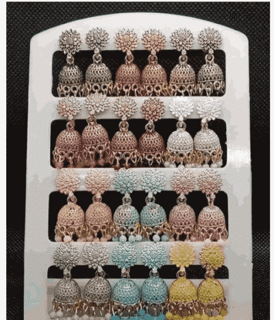 Combo of 12 Oxodise Gold Plated Colors Earrings | Jhumka
