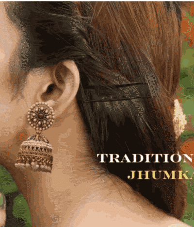 Antique Designer Oxidized Rajwadi Jhumka