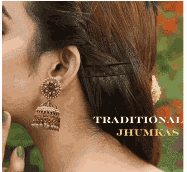 Antique Designer Oxidized Rajwadi Jhumka