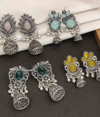 Stunning Oxidized Silver Jhumkas